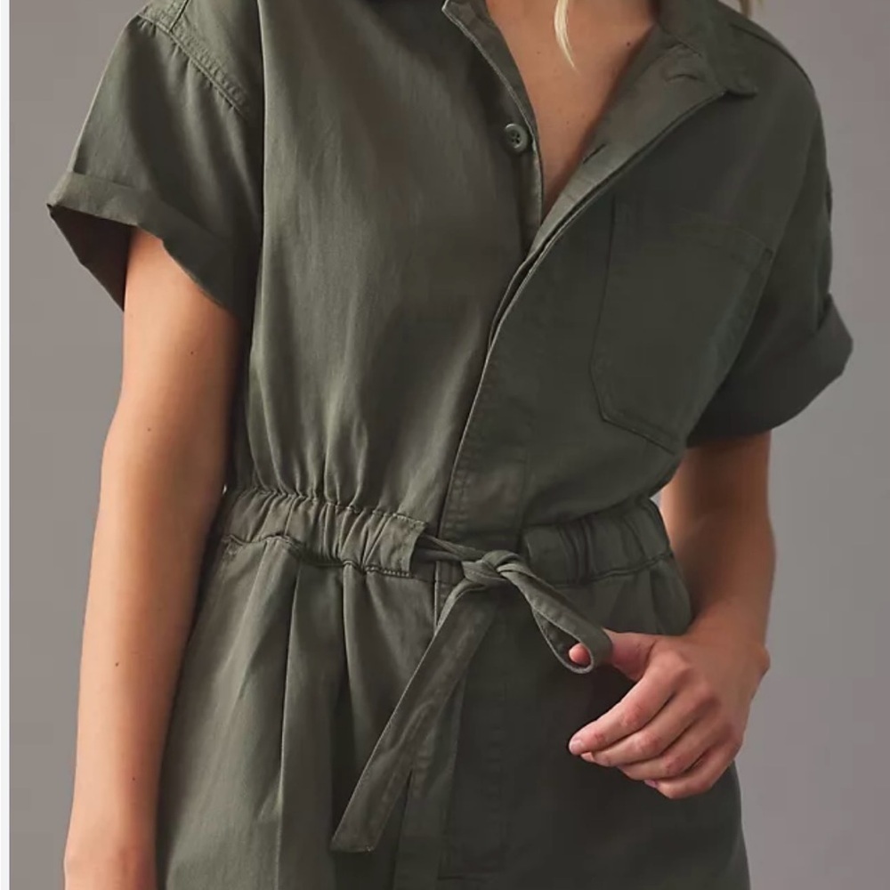Anthropologie Unpublished Darla Kelp Green Romper Short Jumpsuit Size Small - Picture 15 of 16